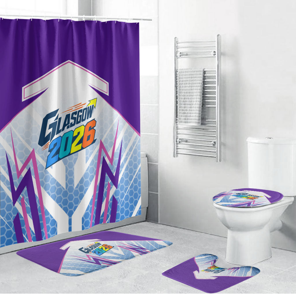 Glasgow 2026 Bathroom Set Scotland Dynamic Geometric Athlete Graphic Art