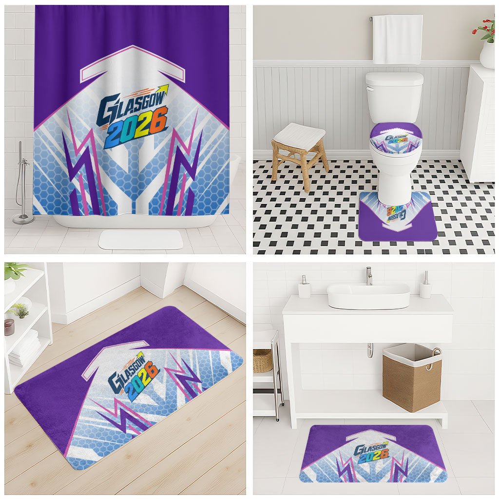 Glasgow 2026 Bathroom Set Scotland Dynamic Geometric Athlete Graphic Art