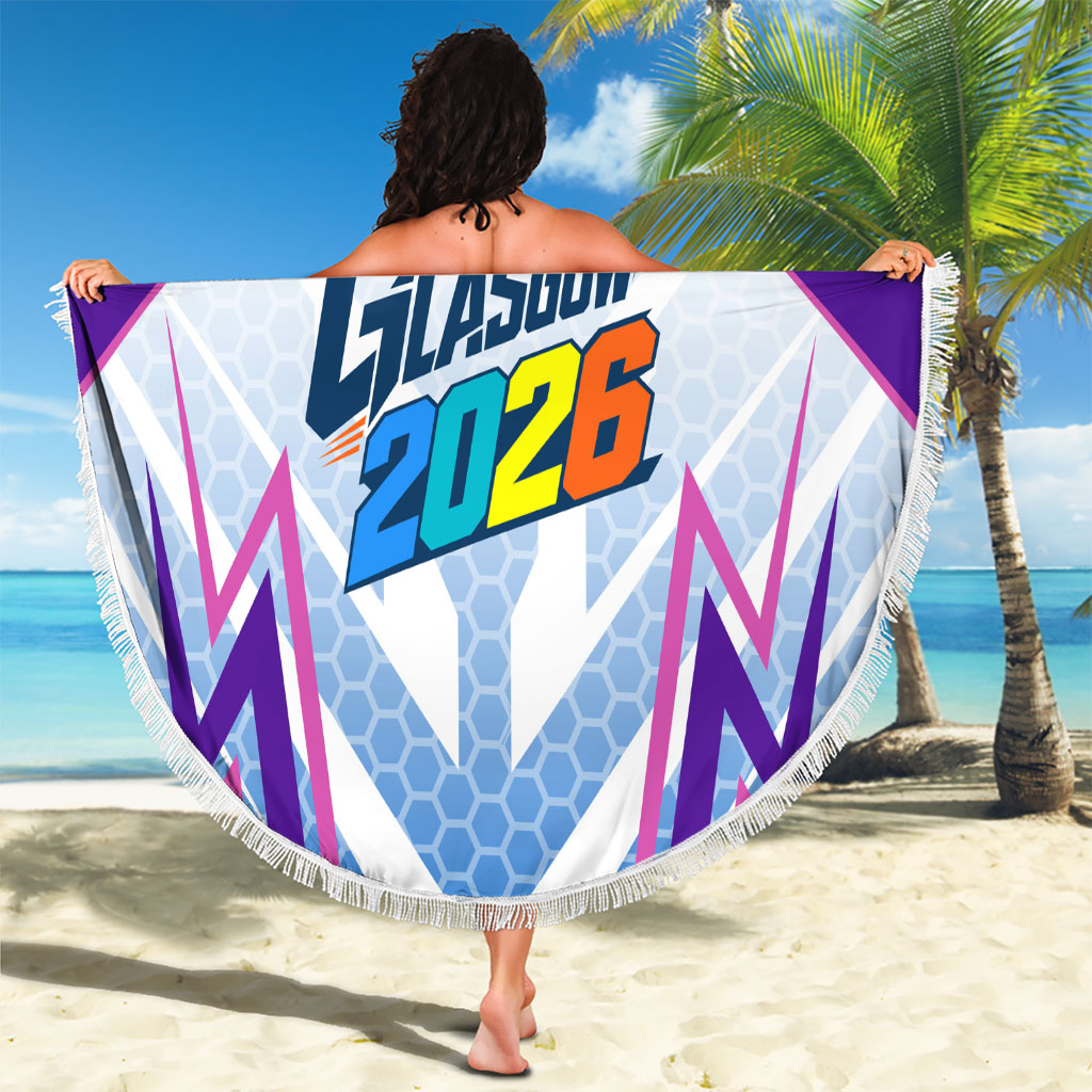 Glasgow 2026 Beach Blanket Scotland Dynamic Geometric Athlete Graphic Art