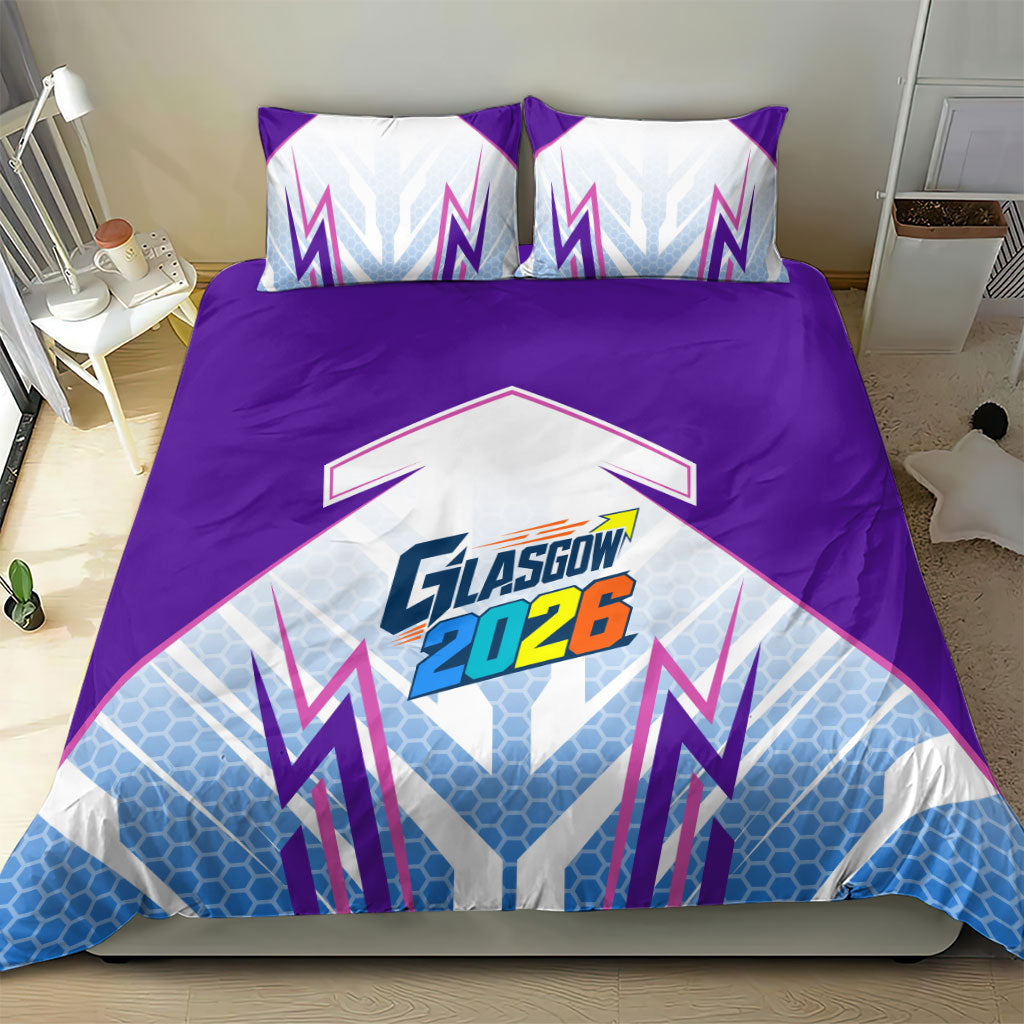 Glasgow 2026 Bedding Set Scotland Dynamic Geometric Athlete Graphic Art
