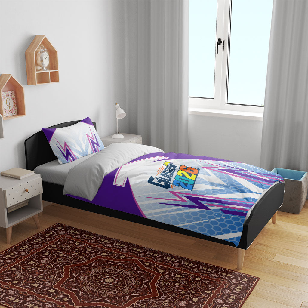 Glasgow 2026 Bedding Set Scotland Dynamic Geometric Athlete Graphic Art