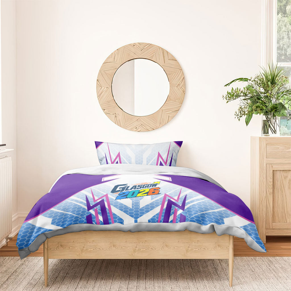 Glasgow 2026 Bedding Set Scotland Dynamic Geometric Athlete Graphic Art