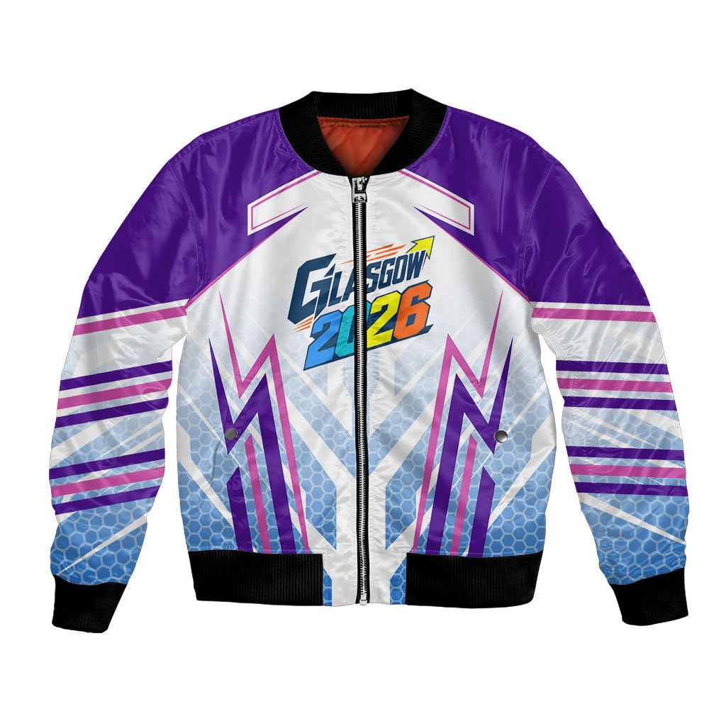 Glasgow 2026 Bomber Jacket Scotland Dynamic Geometric Athlete Graphic Art