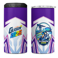 Glasgow 2026 4 in 1 Can Cooler Tumbler Scotland Dynamic Geometric Athlete Graphic Art
