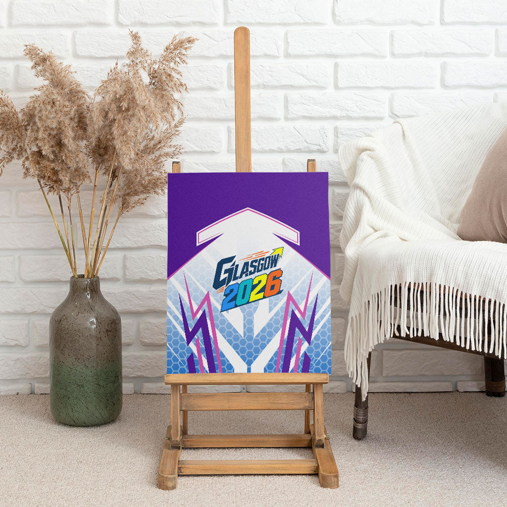 Glasgow 2026 Canvas Wall Art Scotland Dynamic Geometric Athlete Graphic Art