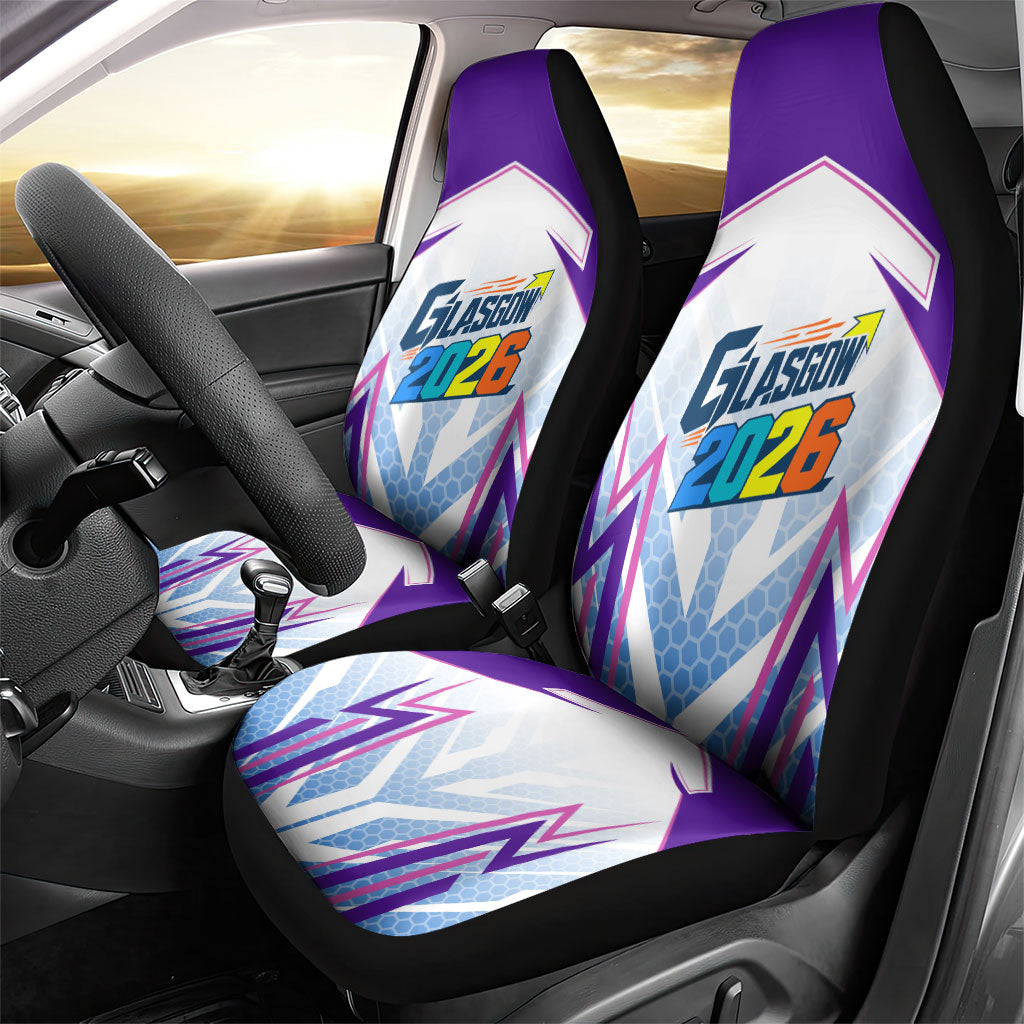 Glasgow 2026 Car Seat Cover Scotland Dynamic Geometric Athlete Graphic Art
