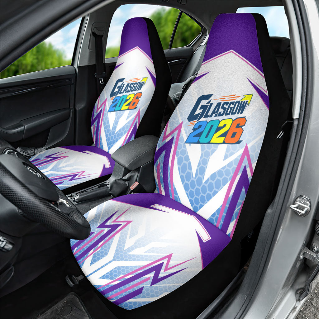 Glasgow 2026 Car Seat Cover Scotland Dynamic Geometric Athlete Graphic Art