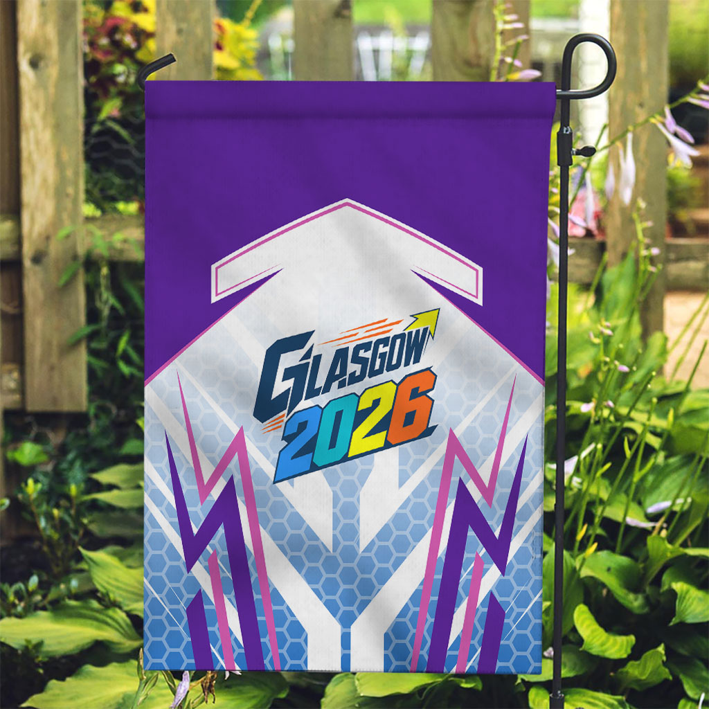 Glasgow 2026 Garden Flag Scotland Dynamic Geometric Athlete Graphic Art