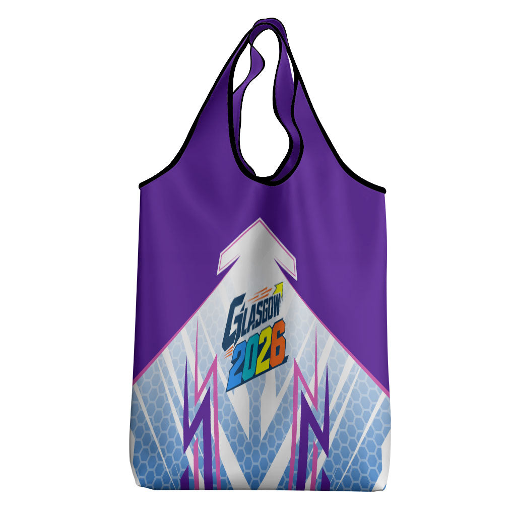 Glasgow 2026 Grocery Bag Scotland Dynamic Geometric Athlete Graphic Art