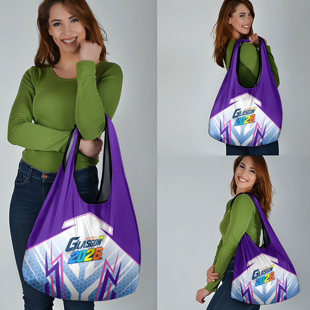 Glasgow 2026 Grocery Bag Scotland Dynamic Geometric Athlete Graphic Art