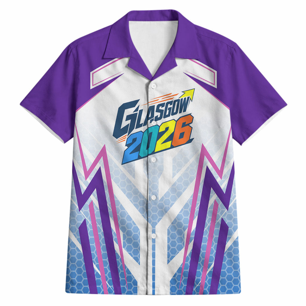 Glasgow 2026 Hawaiian Shirt Scotland Dynamic Geometric Athlete Graphic Art