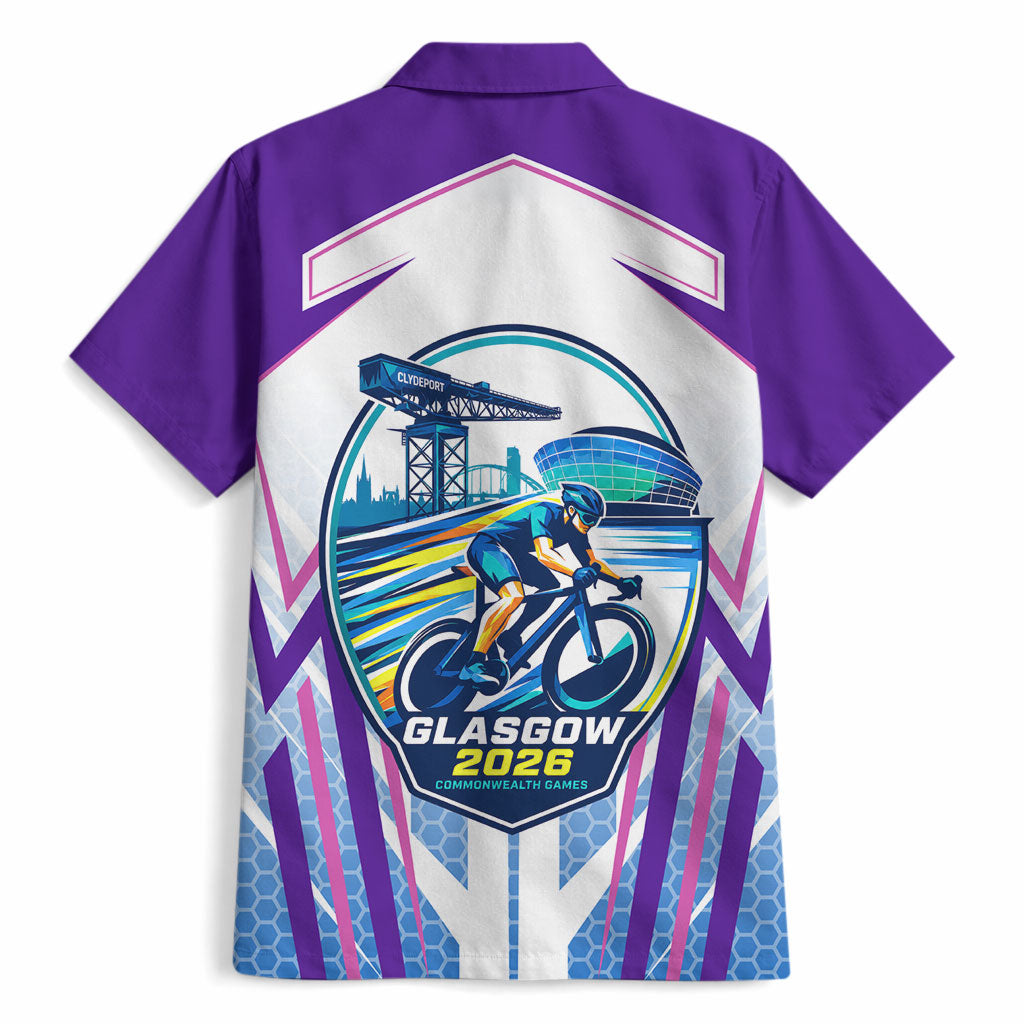 Glasgow 2026 Hawaiian Shirt Scotland Dynamic Geometric Athlete Graphic Art