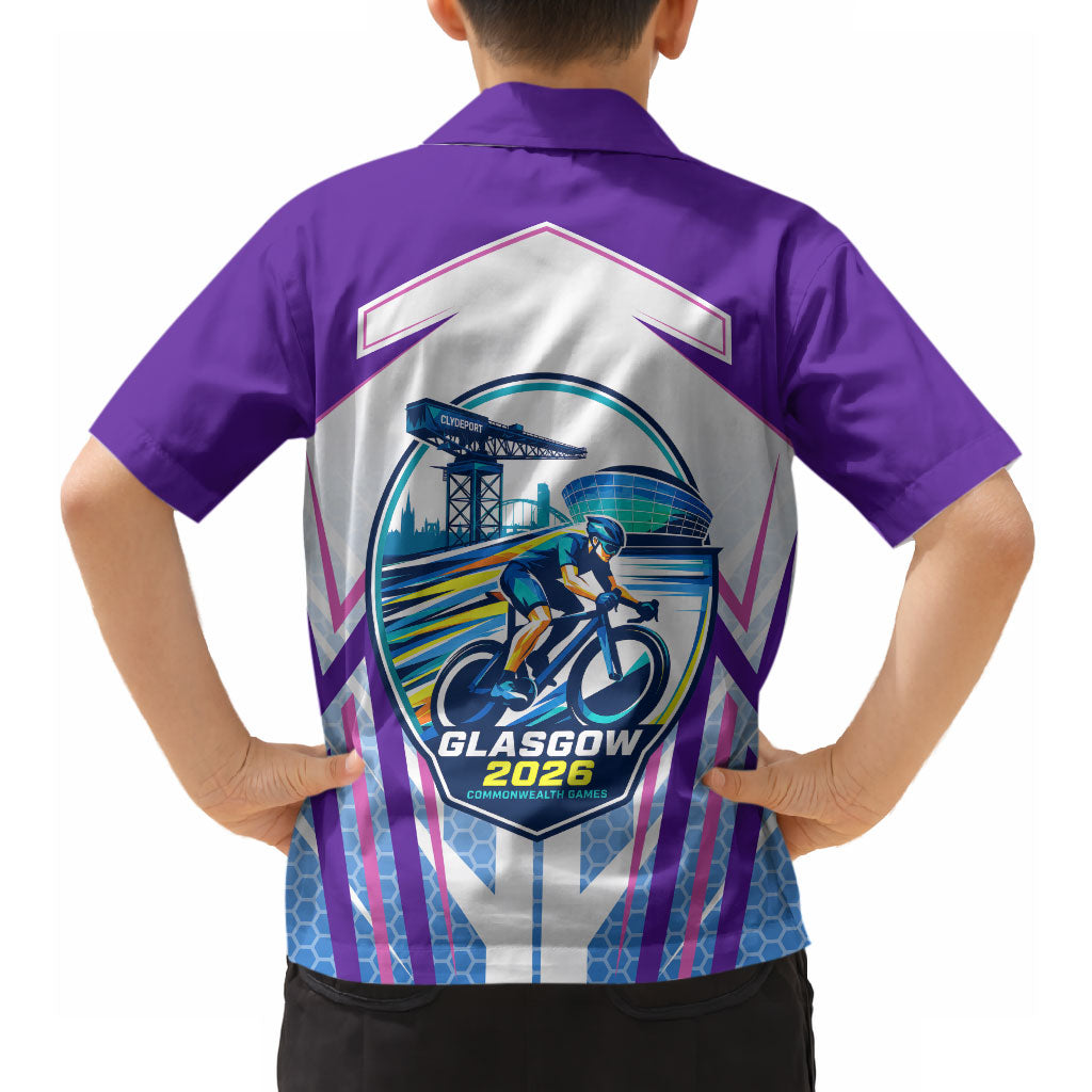 Glasgow 2026 Hawaiian Shirt Scotland Dynamic Geometric Athlete Graphic Art