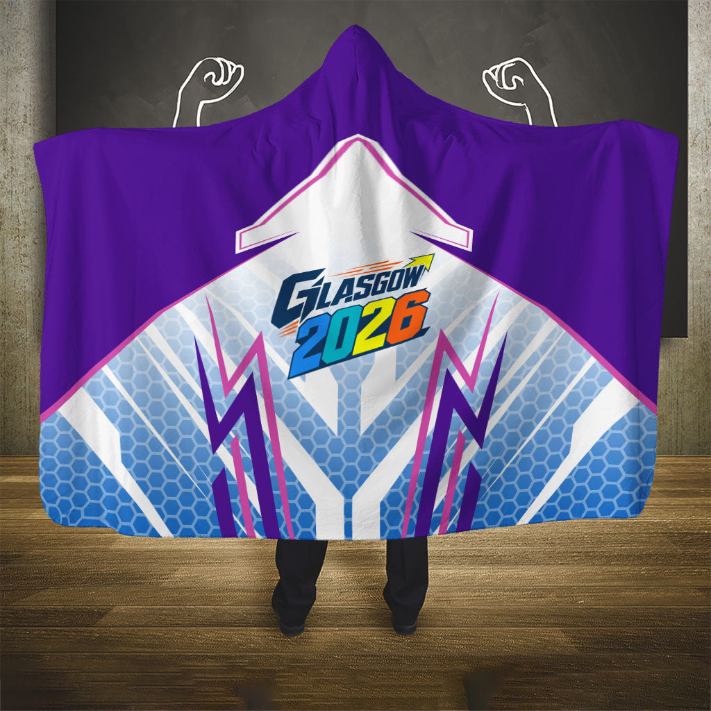 Glasgow 2026 Hooded Blanket Scotland Dynamic Geometric Athlete Graphic Art