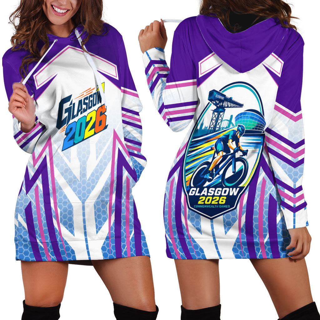 Glasgow 2026 Hoodie Dress Scotland Dynamic Geometric Athlete Graphic Art