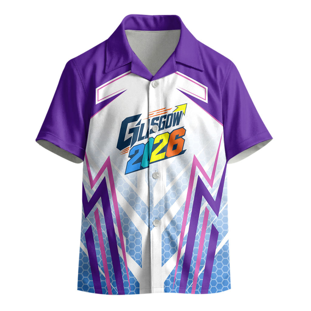 Glasgow 2026 Kid Hawaiian Shirt Scotland Dynamic Geometric Athlete Graphic Art