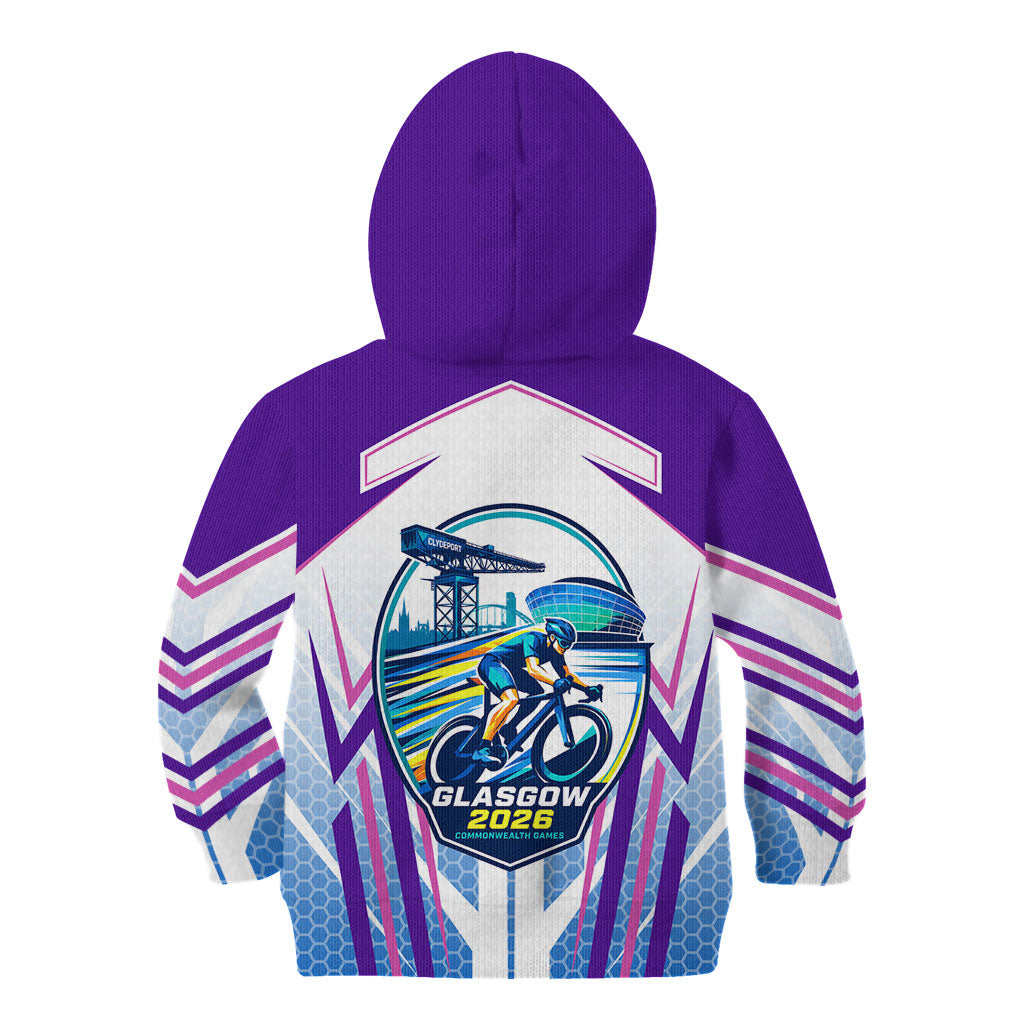 Glasgow 2026 Kid Hoodie Scotland Dynamic Geometric Athlete Graphic Art