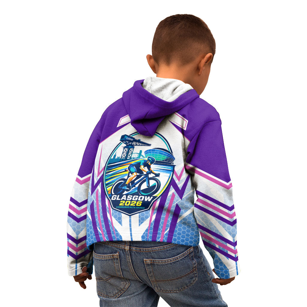 Glasgow 2026 Kid Hoodie Scotland Dynamic Geometric Athlete Graphic Art