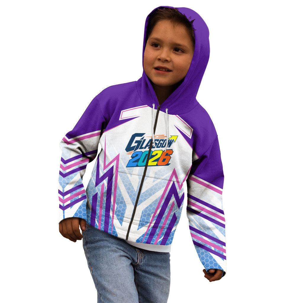 Glasgow 2026 Kid Hoodie Scotland Dynamic Geometric Athlete Graphic Art