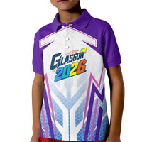 Glasgow 2026 Kid Polo Shirt Scotland Dynamic Geometric Athlete Graphic Art