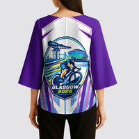 Glasgow 2026 Kimono Sleeve Blouse Scotland Dynamic Geometric Athlete Graphic Art