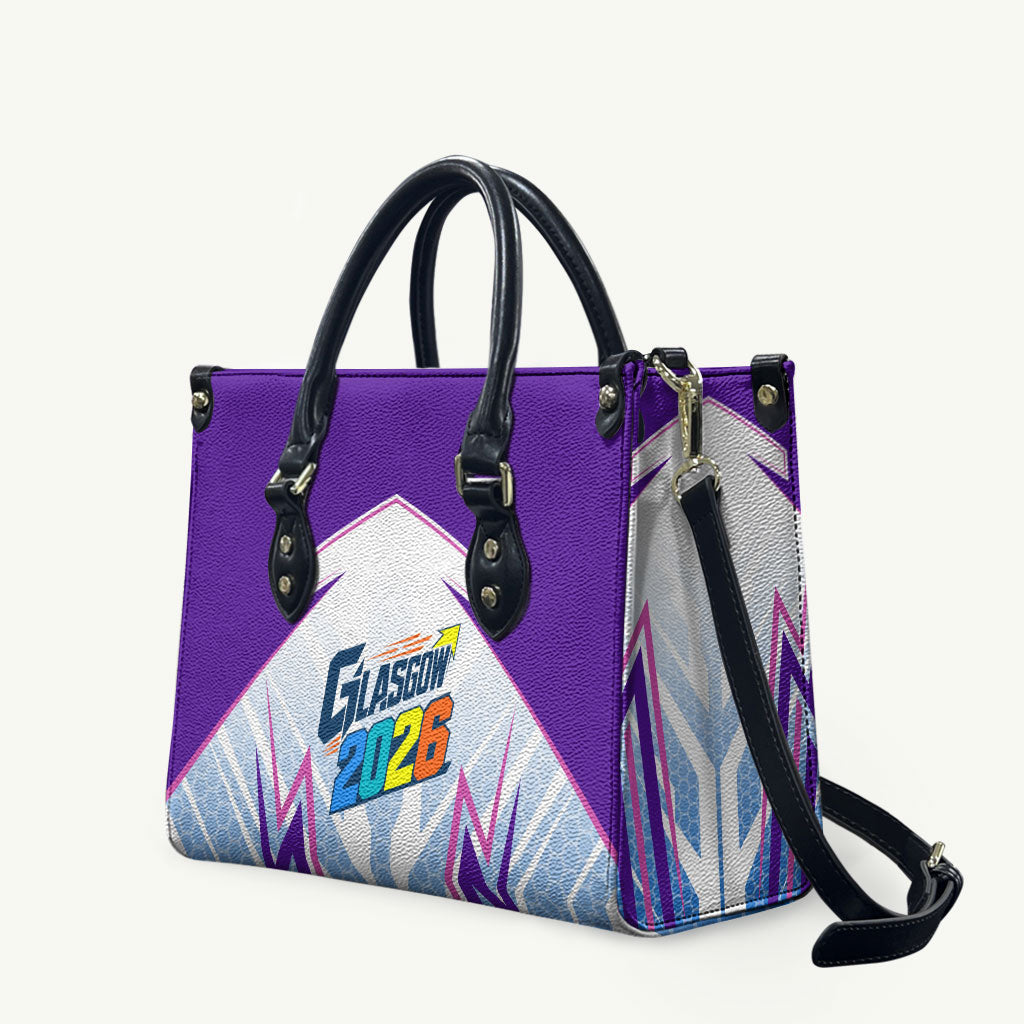 Glasgow 2026 Leather Bag Scotland Dynamic Geometric Athlete Graphic Art