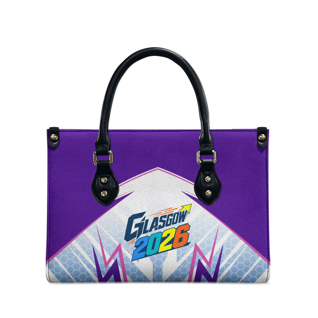 Glasgow 2026 Leather Bag Scotland Dynamic Geometric Athlete Graphic Art