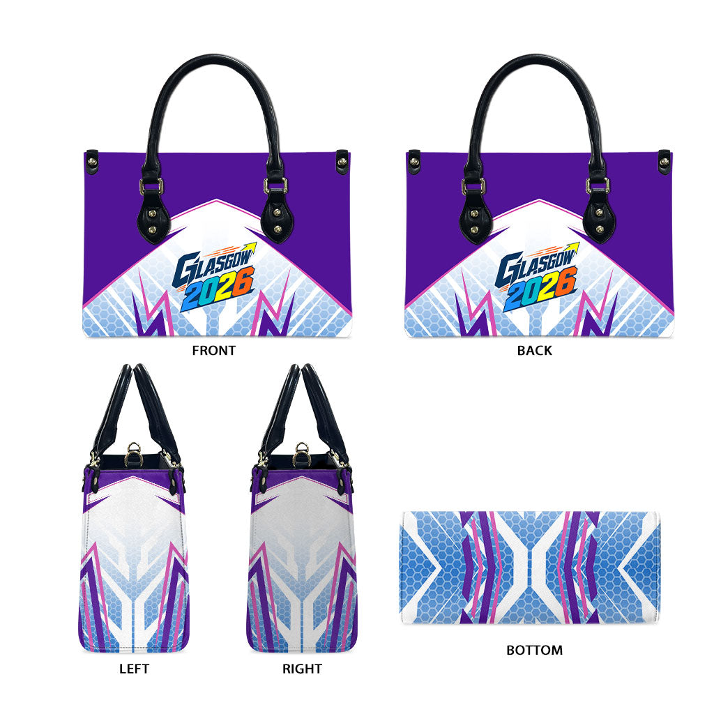 Glasgow 2026 Leather Bag Scotland Dynamic Geometric Athlete Graphic Art