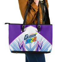 Glasgow 2026 Leather Tote Bag Scotland Dynamic Geometric Athlete Graphic Art