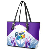 Glasgow 2026 Leather Tote Bag Scotland Dynamic Geometric Athlete Graphic Art