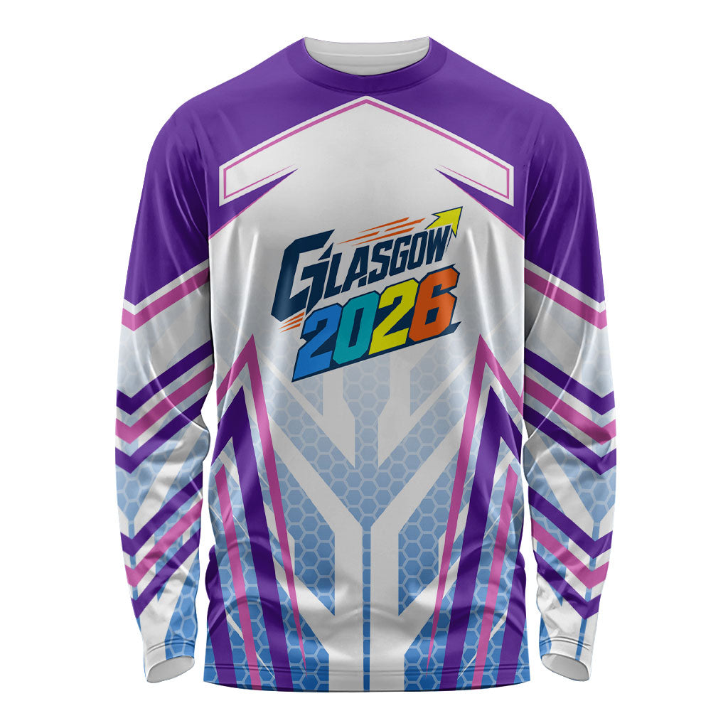 Glasgow 2026 Long Sleeve Shirt Scotland Dynamic Geometric Athlete Graphic Art