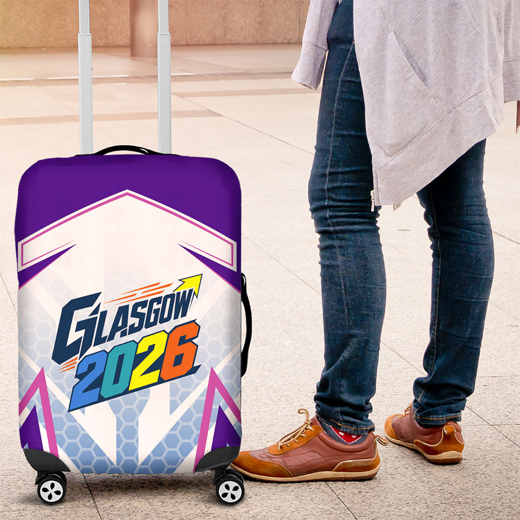 Glasgow 2026 Luggage Cover Scotland Dynamic Geometric Athlete Graphic Art