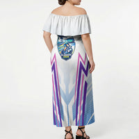Glasgow 2026 Off Shoulder Maxi Dress Scotland Dynamic Geometric Athlete Graphic Art