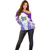 Glasgow 2026 Off Shoulder Sweater Scotland Dynamic Geometric Athlete Graphic Art