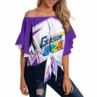Glasgow 2026 Off Shoulder Wrap Waist Top Scotland Dynamic Geometric Athlete Graphic Art