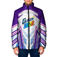Glasgow 2026 Padded Jacket Scotland Dynamic Geometric Athlete Graphic Art