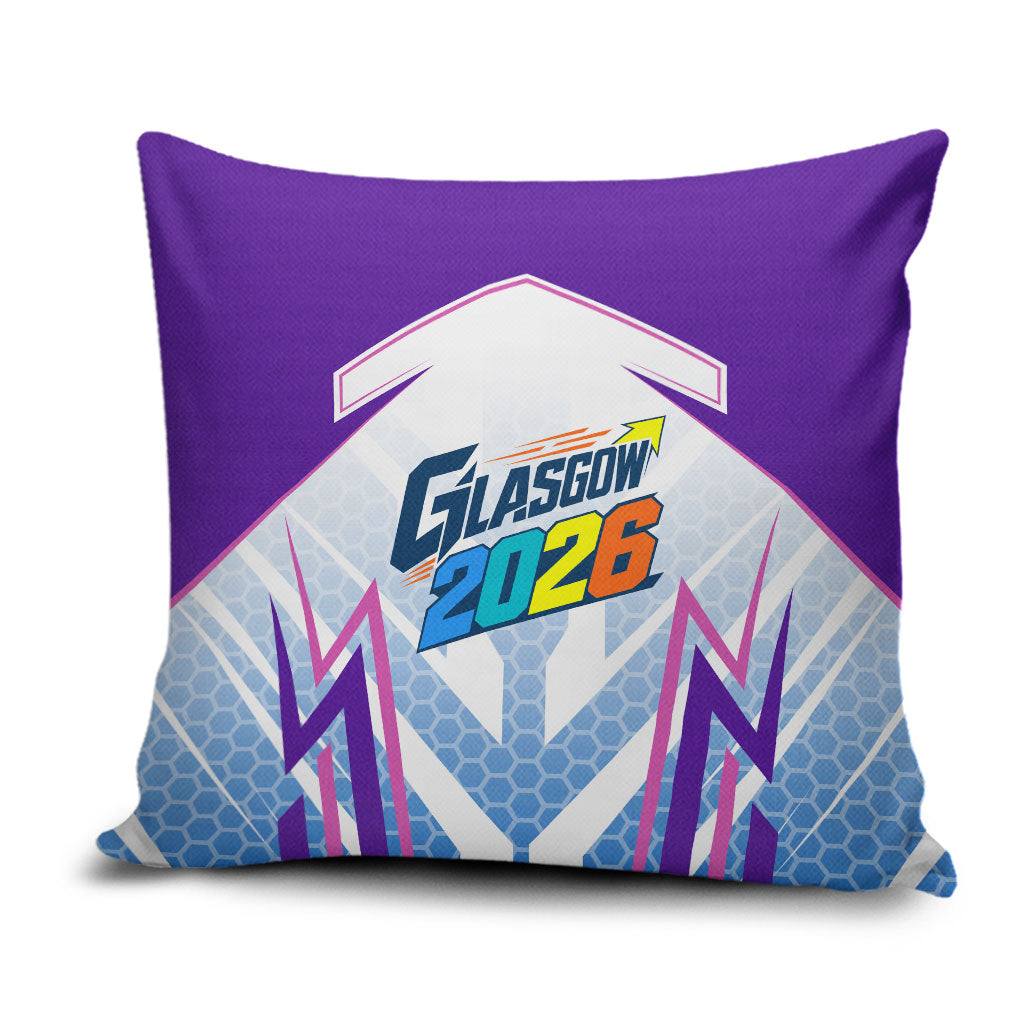 Glasgow 2026 Pillow Cover Scotland Dynamic Geometric Athlete Graphic Art
