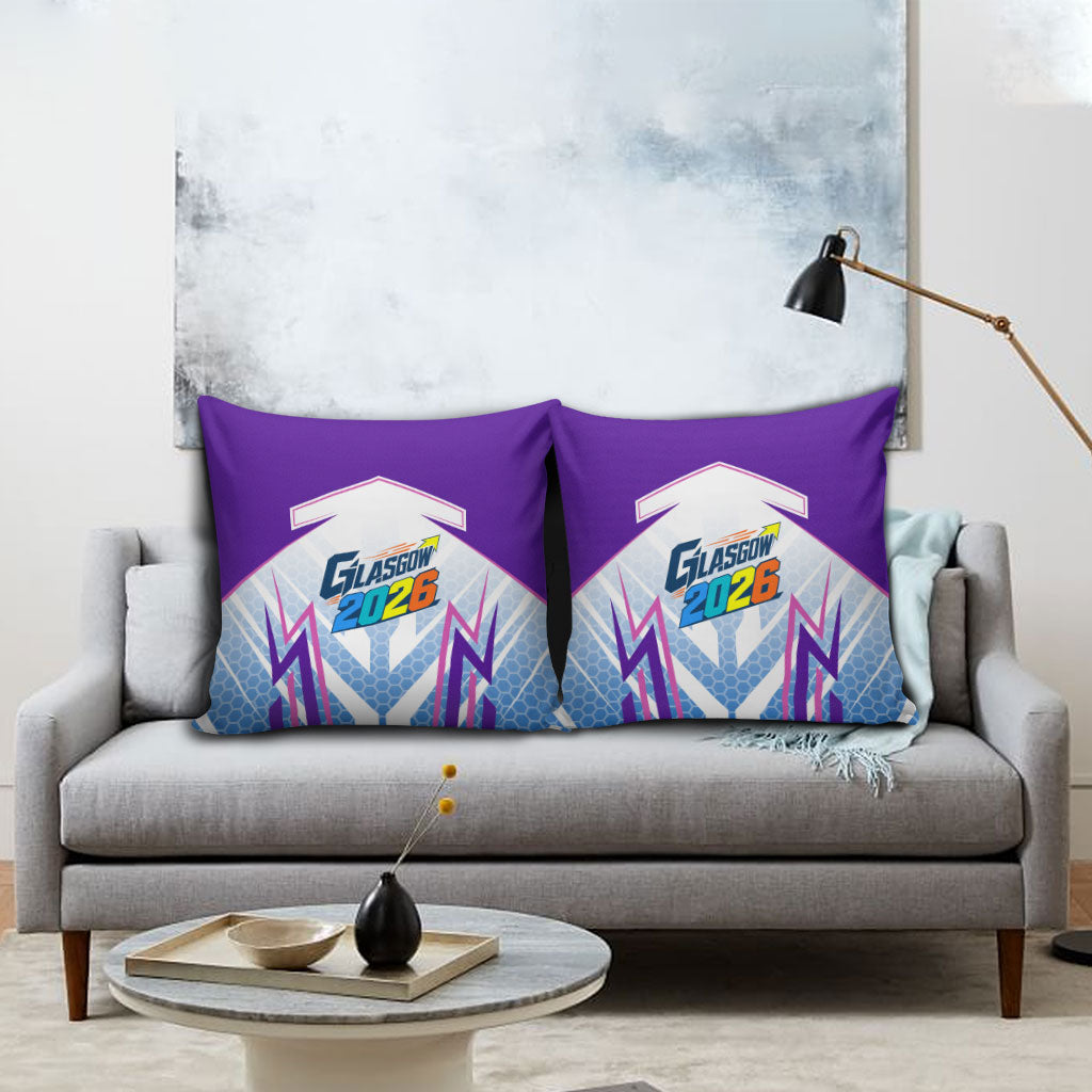 Glasgow 2026 Pillow Cover Scotland Dynamic Geometric Athlete Graphic Art