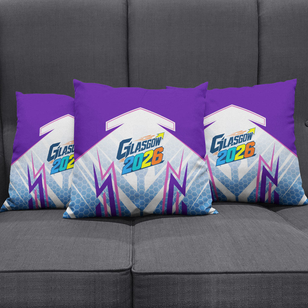 Glasgow 2026 Pillow Cover Scotland Dynamic Geometric Athlete Graphic Art