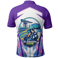 Glasgow 2026 Polo Shirt Scotland Dynamic Geometric Athlete Graphic Art