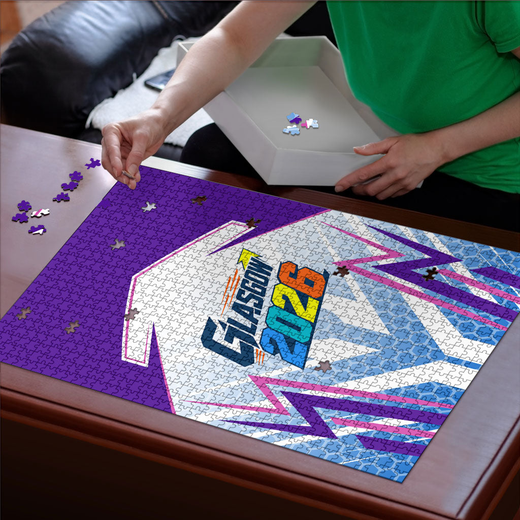 Glasgow 2026 Puzzle Scotland Dynamic Geometric Athlete Graphic Art