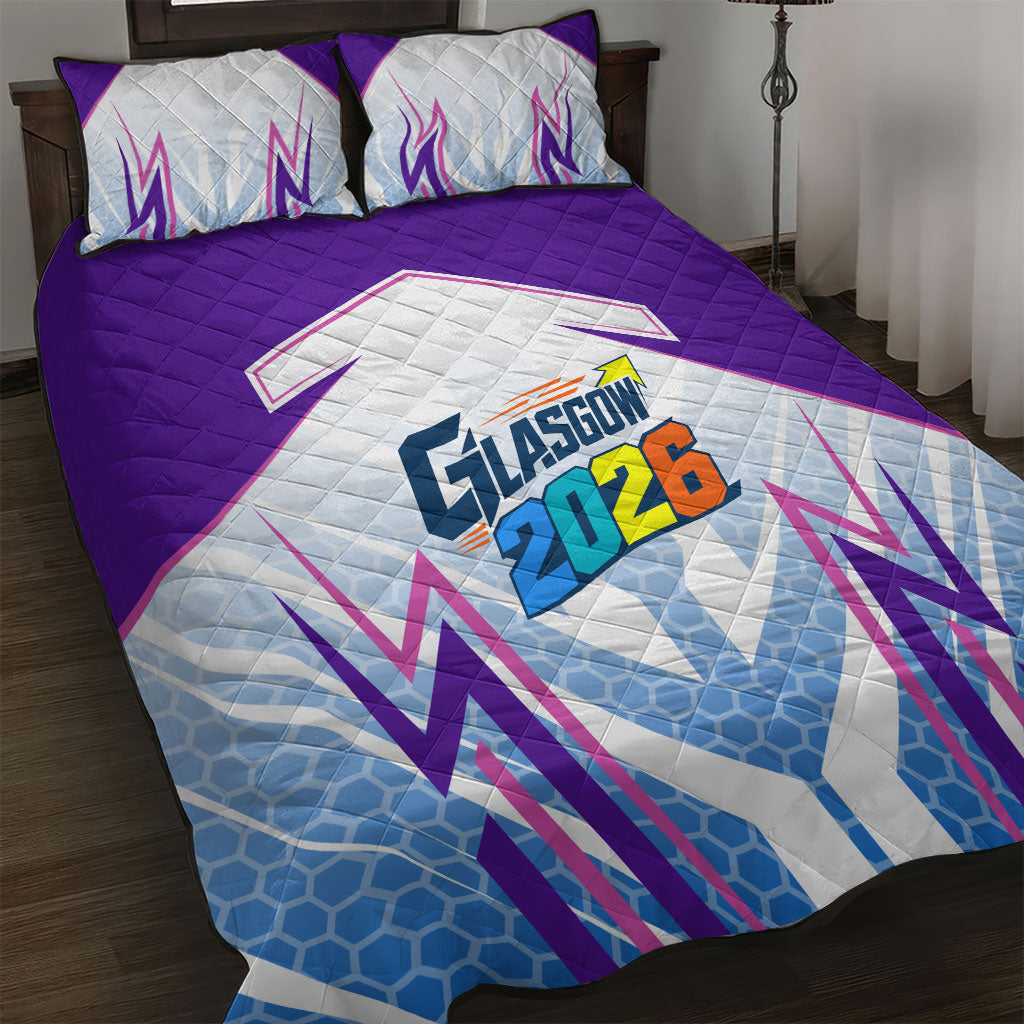Glasgow 2026 Quilt Bed Set Scotland Dynamic Geometric Athlete Graphic Art