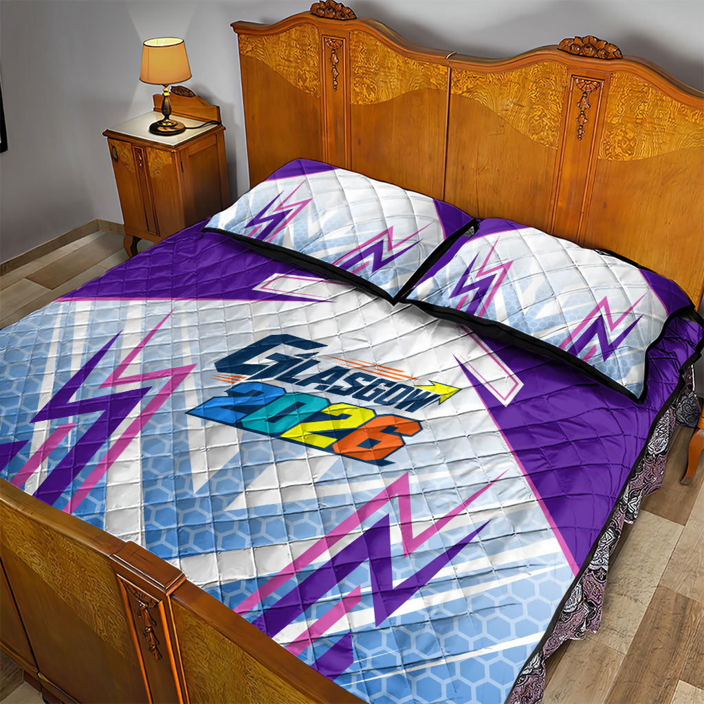 Glasgow 2026 Quilt Bed Set Scotland Dynamic Geometric Athlete Graphic Art