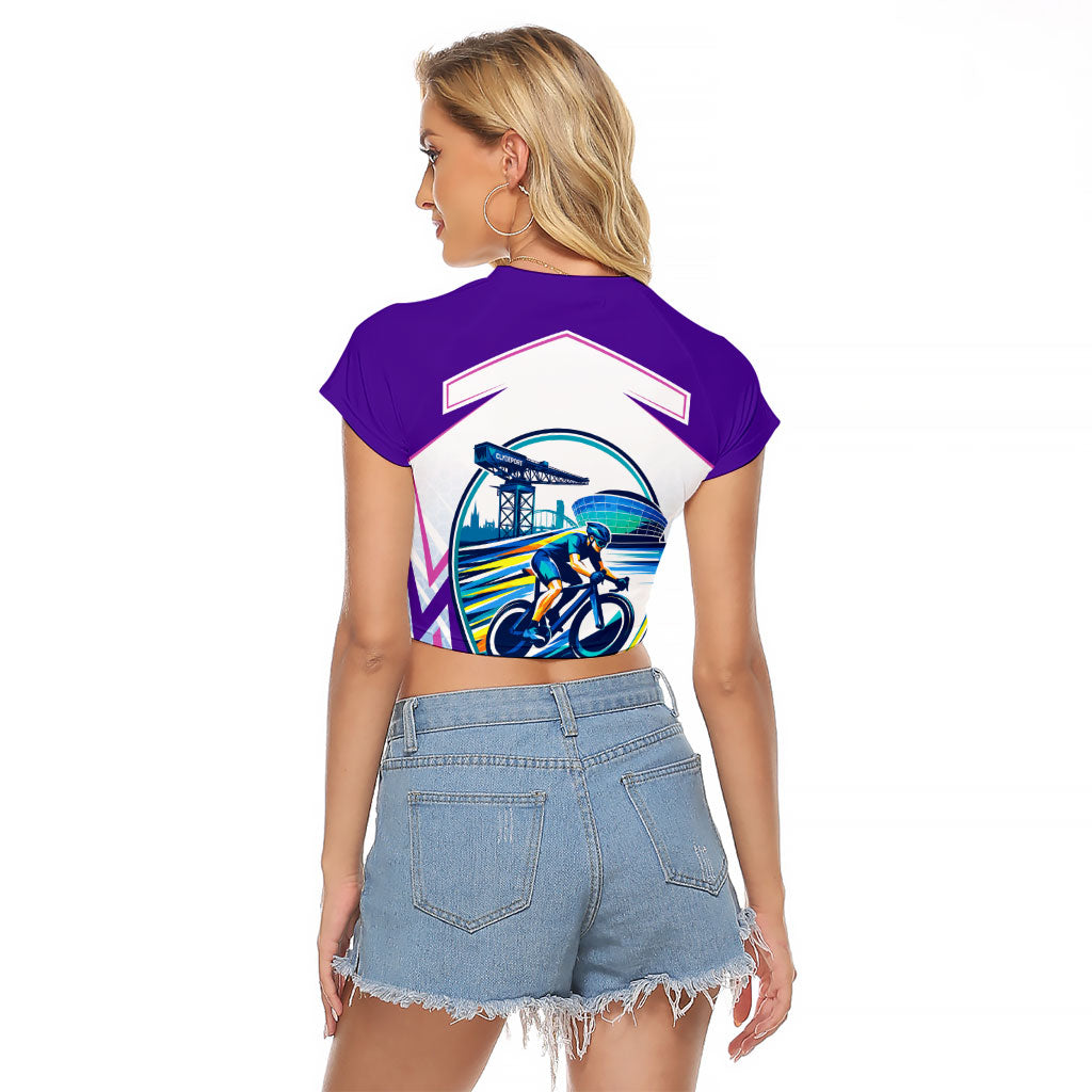 Glasgow 2026 Raglan Cropped T Shirt Scotland Dynamic Geometric Athlete Graphic Art