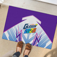 Glasgow 2026 Rubber Doormat Scotland Dynamic Geometric Athlete Graphic Art