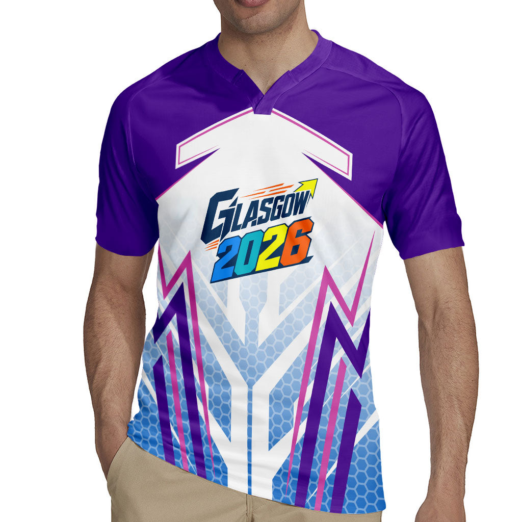 Glasgow 2026 Rugby Jersey Scotland Dynamic Geometric Athlete Graphic Art
