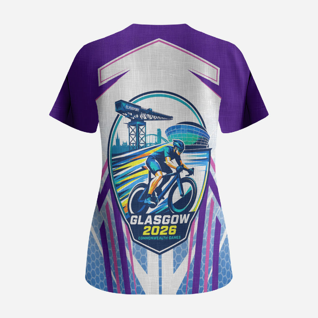 Glasgow 2026 Scrub Top Scotland Dynamic Geometric Athlete Graphic Art