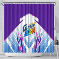Glasgow 2026 Shower Curtain Scotland Dynamic Geometric Athlete Graphic Art