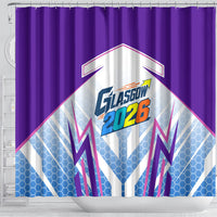 Glasgow 2026 Shower Curtain Scotland Dynamic Geometric Athlete Graphic Art