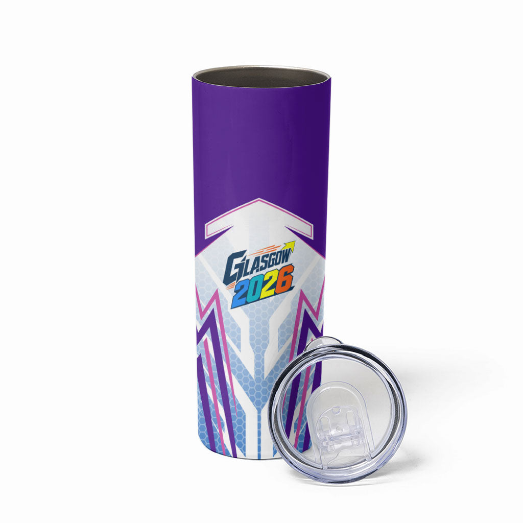 Glasgow 2026 Skinny Tumbler Scotland Dynamic Geometric Athlete Graphic Art